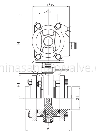 DIN Hygienic Aluminium Pneumatic 3PCS Weld Butterfly Valve